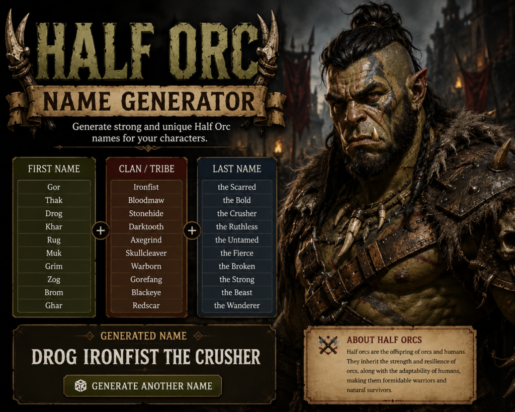 Half Orc Name Generator: The Complete Guide to Creating Unique and Authentic Half-Orc Names half orc name generator
