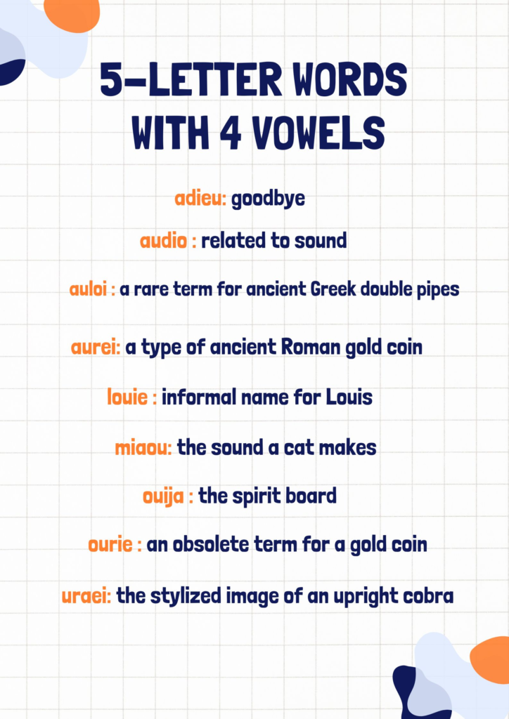 5 letter word with 4 vowels
