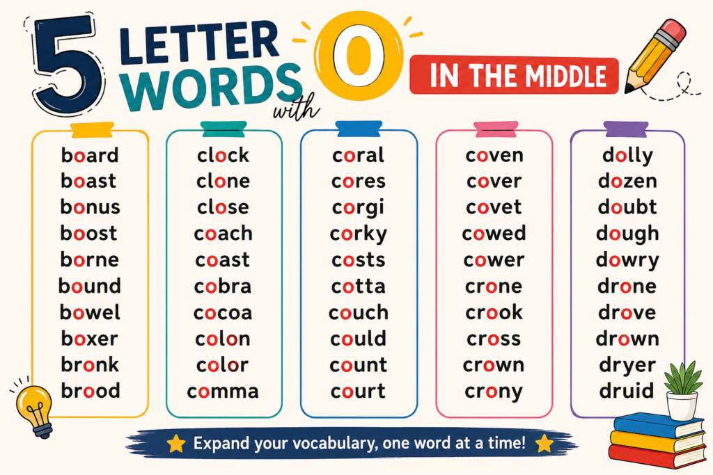 5 letter words with o in the middle