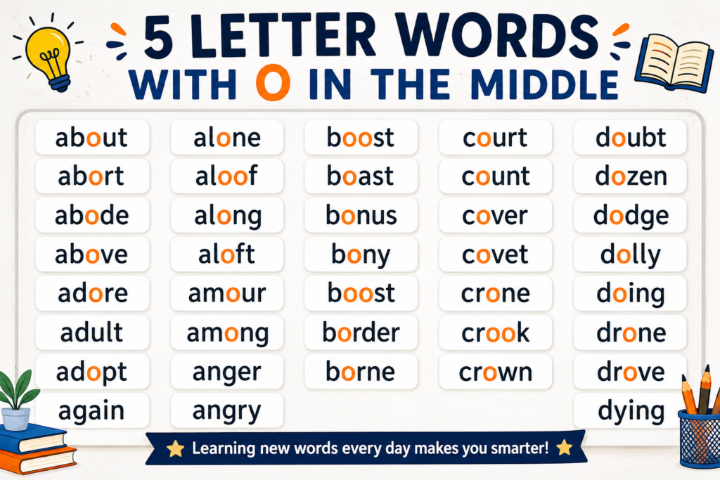 5 Letter Words with O in the Middle: Complete Word List, Meanings, and Learning Guide 5 letter words with o in the middle